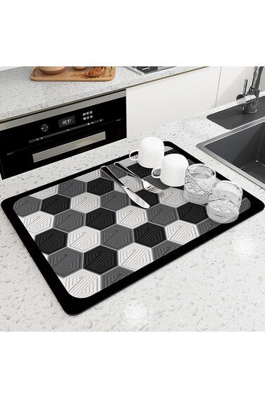 Dish Drying Mats for Kitchen Counter, Super Absorbent Drying Mat Large Coffee Bar Mat Dish Drying P