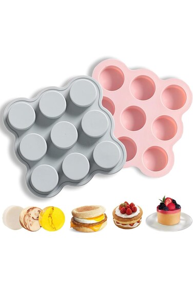 Excefore Silicone Air Fryer Egg Pan, 2 Pcs Reusable Silicone Air Fryer Baking Pan, Non-Stick Mini C