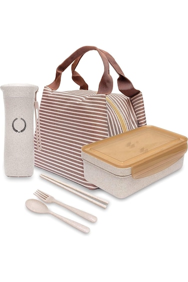 DREAM DOODLE Lunch Box (1100 ML) and Water Bottle (450 ML) with Lunch Bag - Wheat Straw Fiber Lunch