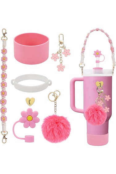 Stanley Cup Accessories Set Including Water Bottle Handle Strap, Siliocne Stanley Cup Boot, Siliocn
