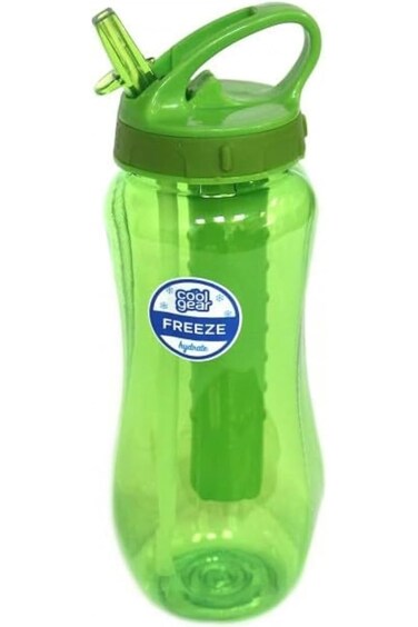 Cool Gear EZ-Freeze Horizon Sports Water Bottle with Freezer Stick, 22 oz Capacity, Green
