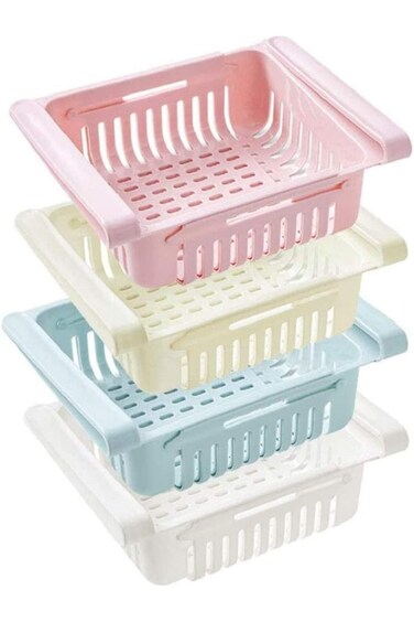 رف تخزين قابل للتعديل للثلاجة من Bingcute، منظم طبقات أقسام الثلاجة، منظم أدراج الثلاجة