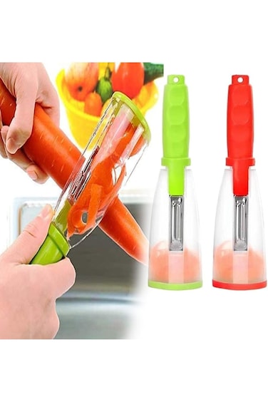 Vegetable Peeler with Stainless Steel Blade and Storage Box, Universal Peeler for Fruit and