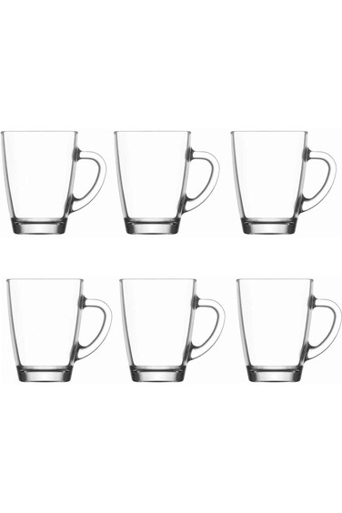 Lav VEG422E Vega Glass Mug 6-Pieces Set, 300 ml Capacity, Clear