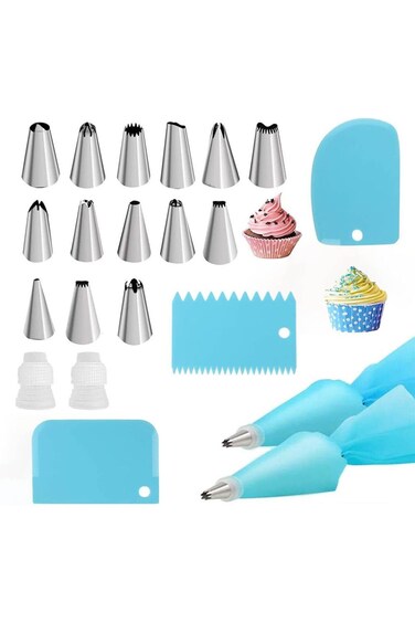 21 Pcs Cake Piping Kit, Piping Bags and Nozzles Set, Cake Decorating Supplies for Baking, Cake Scra