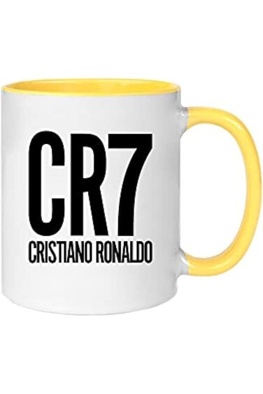 MEC Cristiano Ronaldo Coffee Mug with Yellow Handle 11oz CR7 Tea Cup Gift For Him