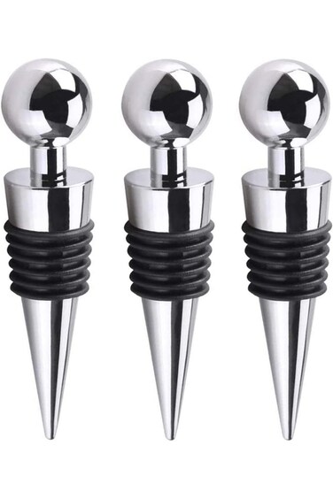 سدادة زجاجات TKTTBD، 3 قطع من سدادات النبيذ المعدنية المقاومة للتسرب، سدادة زجاجات قابلة لإعادة الاستخدام من فلين النبيذ من أجل G