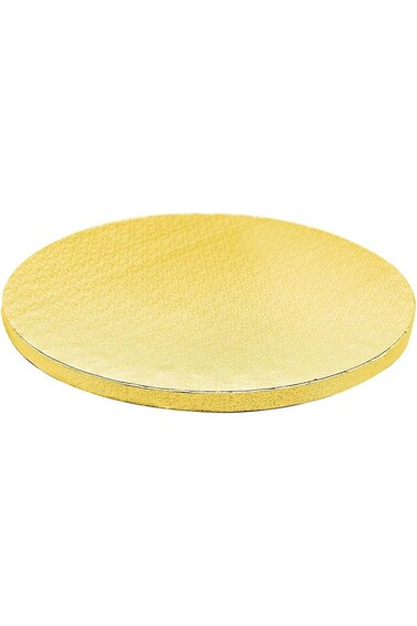 Rosy.Moment Cake Board Disposable Stand Round Trey 14-Inch, Thickness 1.2 cm. Color golden.