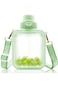 TRASSLE Kawaii Water Bottle, Cute Square Water Bottles with Straw and Adjustable Strap, Women Sport