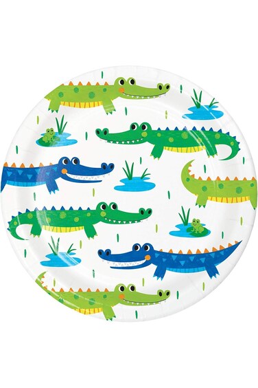 أطباق حلوى حفلات بتصميم تمساح من Creative Converting، 8 قطع، مقاس 7 بوصات