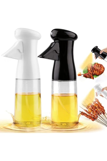 URbazaar، موزع بخاخ زيت الزيتون، عبوة من قطعتين، 7 أونصة/200 مل، زجاجة بخاخ زيت زيتون، بخاخ زجاجي متعدد الاستخدامات