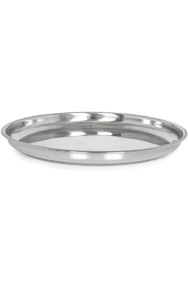 IN.HOUSE Large Round Stainless Steel Tray,Round Silver Tray, Serving Tray Size Diameter 45cm 1Piece