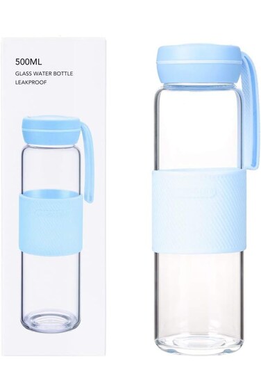 Blue Glass Water Bottle - 500ml