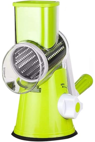 Cheese Grater Manual Rotary Vegetable Slicer Fruit Shredder Meat Grinder Drum Grater with 3 Stainle