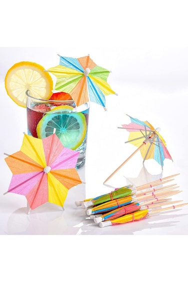 KASTWAVE Umbrellas Cocktail Umbrella Drink Picks 100 Pieces, Octagonal Star-Shaped Paper Parasol Cu