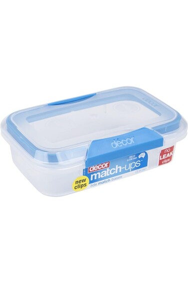 D&eacute;cor Match-Ups Clips Oblong Food Storage Container, Blue, 600 Ml, 231800-006