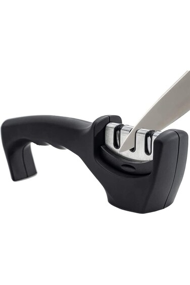 مبراة سكاكين TERRIFI، مبراة مقصات سكاكين المطبخ ثلاثية المراحل، سكين شيف يدوي 3 في 1 من الفولاذ