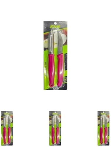 Kohe Stainless Steel Serrated Combo Knife and Peeler 2-Pieces Set, Assorted (Pack of 4)