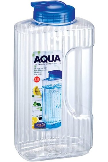 LocknLock HAP736 Water Bottle, Clear/Blue, H 13.6 x W 26.2 x D 8.4 cm, 2.1 Liter