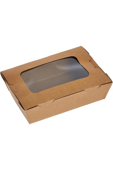 Hotpack Kraft Lunch Box Window KLBW12 - 5 Pieces