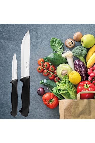 Tramontina Usual 2 Pieces Knife Set with Stainless Steel Blade and Black Polypropylene Handle