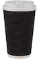 Soft N Cool, Hotpack - 10 Pieces Zig Zag Ripple Paper Cup With Lid 16 Ounce, Brown, Hsmpczzr16C