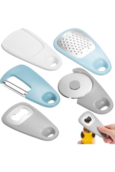 ZJR-KSA Kitchen Gadgets Set 5 Pieces, Space Saving Kitchen Gadgets, Cheese Grater, Bottle Opener, F