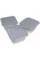 B&amp;D Food Storage Containers with Grey Lids, Square Plastic Containers, Set of 3, White