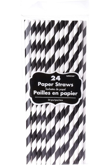 amscan Black Paper Straws 24pcs