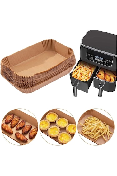 بطانة ورقية للاستخدام مرة واحدة لمقلاة الهواء من بيكبيس، 100 قطعة من بطانات ورقية آمنة غذائيًا، مع إمكانية الوصول إلى مقلاة هوائية مزدوجة