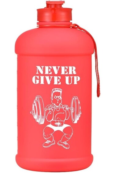 ALCOACH Water Bottle(Never Give Up) (2.2 L)   Half Gallon   Carry Handle   Big Water Jug For Sport