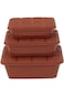 Lawazim Plastic Container Storage Box Set - 3 Piece Brown - BPA-Free Multi-Size Food Storage Contai