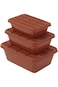 Lawazim Plastic Container Storage Box Set - 3 Piece Brown - BPA-Free Multi-Size Food Storage Contai