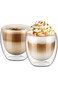 أكواب مزدوجة الجدران لأكواب قهوة الكابتشينو وأكواب للمشروبات الساخنة والباردة، مجموعة من قطعتين، 250 مل