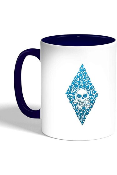 Bones And Skull Printed Coffee Mug, Blue Color