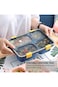 KASTWAVE Bento Box, Leak Proof 4 Compartment Lunch Case Lunch Food Salad Containers Holder with Sou