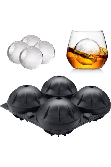 DOPGL Ice Ball Maker Mold, 1 Pcs Large Black Sphere Mold Silicone Ice Ball Trays for Whisky -2 Inch