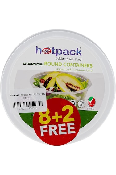 Hotpack Microwavable Container with Lid Round 250ml 8+2