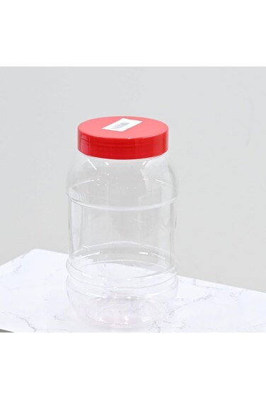 برطمان بلاستيك شفاف مع غطاء، سعة 2 لتر، ارتفاع 22 سم، قطر 12.5 سم - شفاف