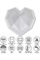 XSparks Diamond Heart Shape Silicone Cake Mold, Heart Geometric Baking Mold, with Mini Wooden Hamme