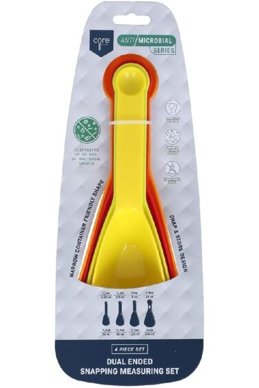 طقم ملاعق قياس كور كيتشن مضادة للميكروبات، مكون من 4 قطع، متعدد الألوان (متعدد الألوان)