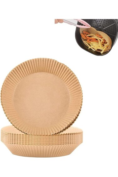 ورق قلي هوائي من IboXq، 100 قطعة من ورق البرشمان للميكروويف، دائري طبيعي غير لاصق متعدد الاستخدامات