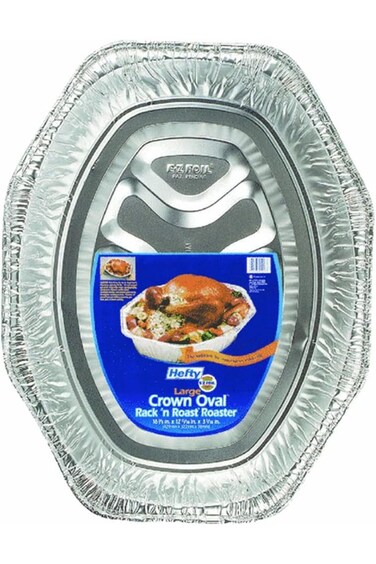 01918 Hefty EZ Foil Crown Oval Rack 'N' Roaster 12-1PKS/CS 16-7/8"x12-11/16"x3-1/16