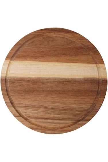لوح تقطيع دائري من خشب الأكاسيا من إليكتوس، 25 سم، بيج