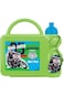 Plastic Bicycle Printed Design Lunch Box and Water Bottle Set for Kids, Green