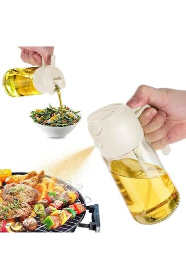 Relaxy 16oz Oil Dispenser Bottle for Kitchen - 2 in 1 Olive Oil Dispenser and Oil Sprayer - 470ml O