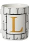 كوب شاي وقهوة من البورسلين مطبوع عليه حرف L ضحل، Bd-Mug-L