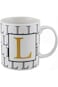 كوب شاي وقهوة من البورسلين مطبوع عليه حرف L ضحل، Bd-Mug-L
