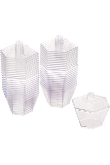 Hotpack Hexagon Shaped Plastic Cups with Lid 24 Pieces Set