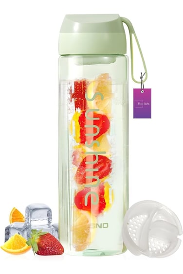 pyebe Sports Water Bottle, Plastic Fitness Cup w/Filter Scale, Leak-Proof, Juice Cup w/Portable Car